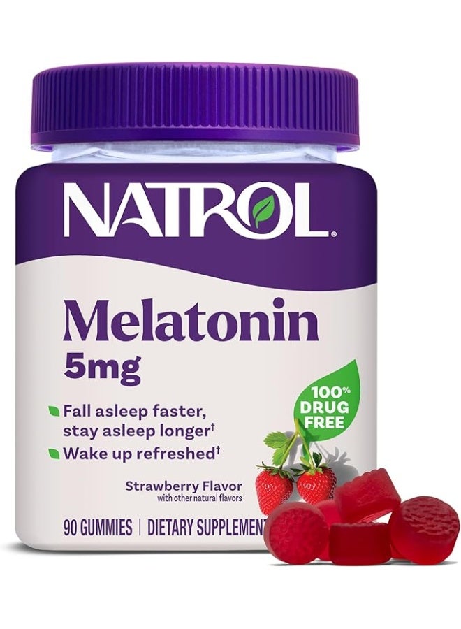 Natrol Melatonin Gummies, Sleep Support, 90 Strawberry-Flavored Adult Melatonin  Tablets, 5 mg Sleep Aids for Adults - Image 5